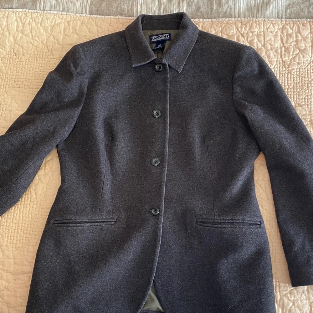 Lands' End Dark Gray Wool Blazer, Size 8P - Picture 5 of 5